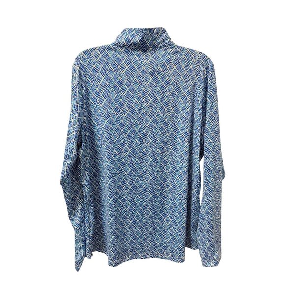 San Soleil Blue Mosaic Print Zip Pullover Upf 50 Athletic TopSz L - Picture 11 of 11